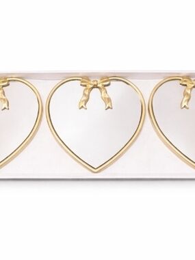 Shabby Chic Gold Heart Mirror Trio with Bow Accent